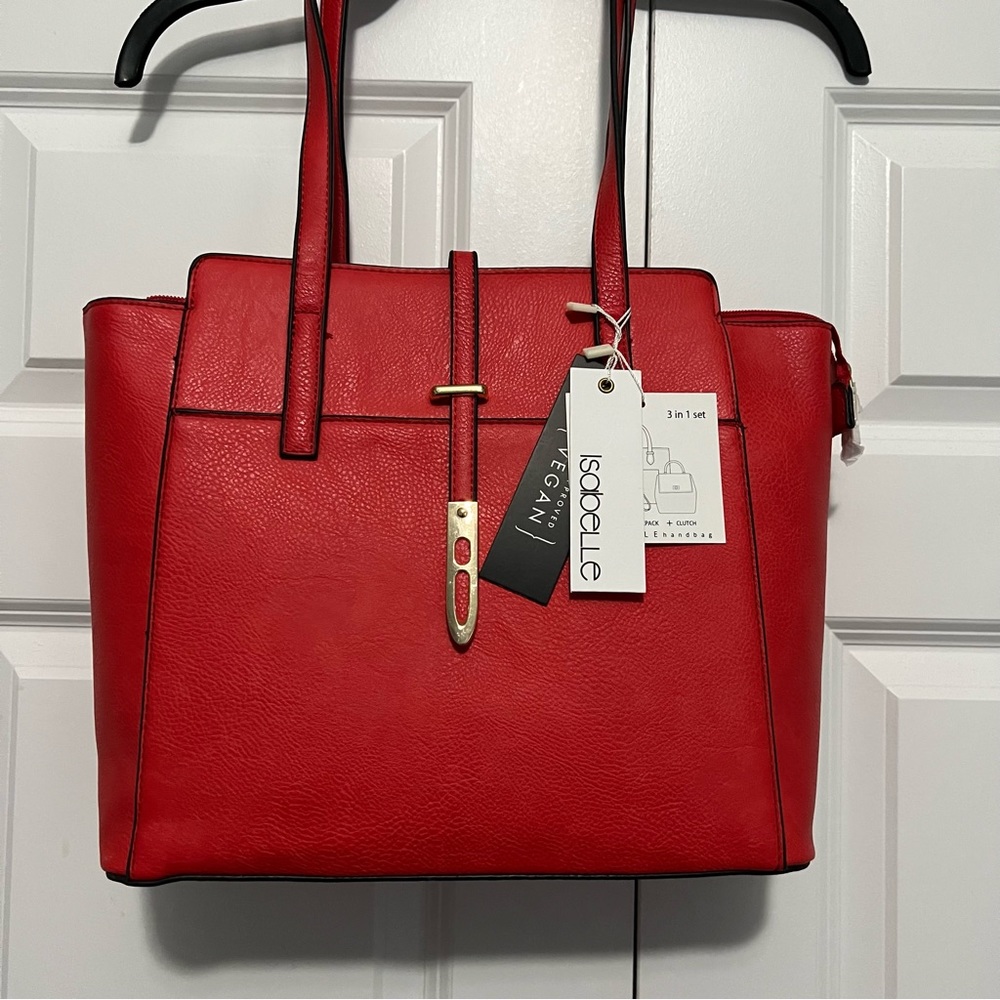 Isabelle Vegan Leather Purse, Mini Backpack, and Clutch Bundle - New
